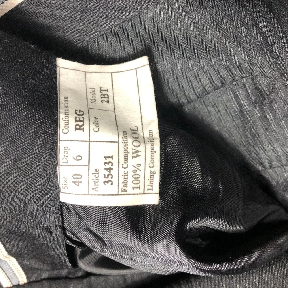 CARLO PALAZZI Mens Charcoal Pinstripe Wool Blazer 2 Piece Suit Made in Italy 40R